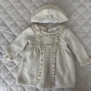 Janie and Jack Cream Knit Baby Outfit